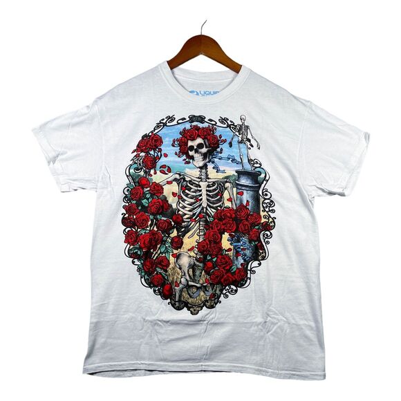 Men's VTG Grateful Dead Liquid Blue 2001 GDP The Wheel Jerry T-shirt White Sz L - Picture 1 of 5